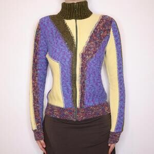 Y2K CHRISTIAN LACROIX Multicolored Zip Up Sweater (M/L) 
